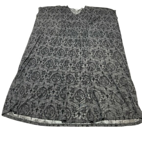 Unique Vintage Womens Plus OS Black Sheer Burnout Mesh Maxi Dress Witchy Grunge - Picture 3 of 10